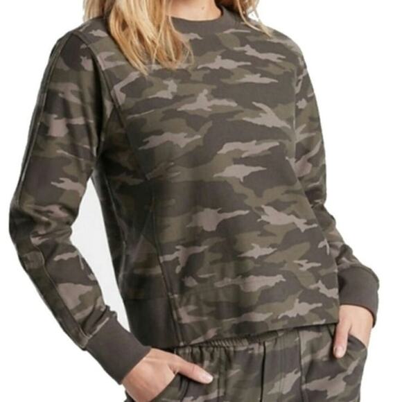 ATHLETA Green Camo Farallon Print Sweatshirt, sz Medium - Picture 1 of 14